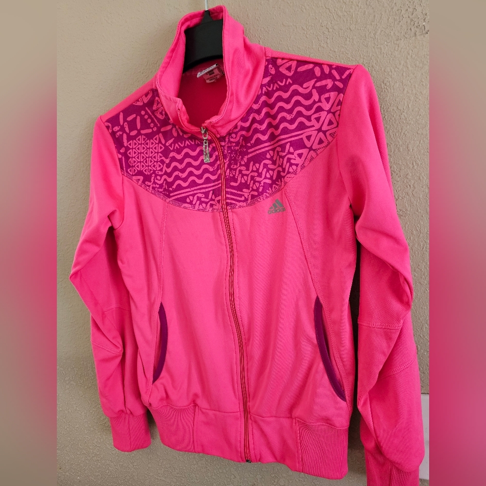 Adidas hot pink athletic jacket women's size small!! - Picture 2 of 5